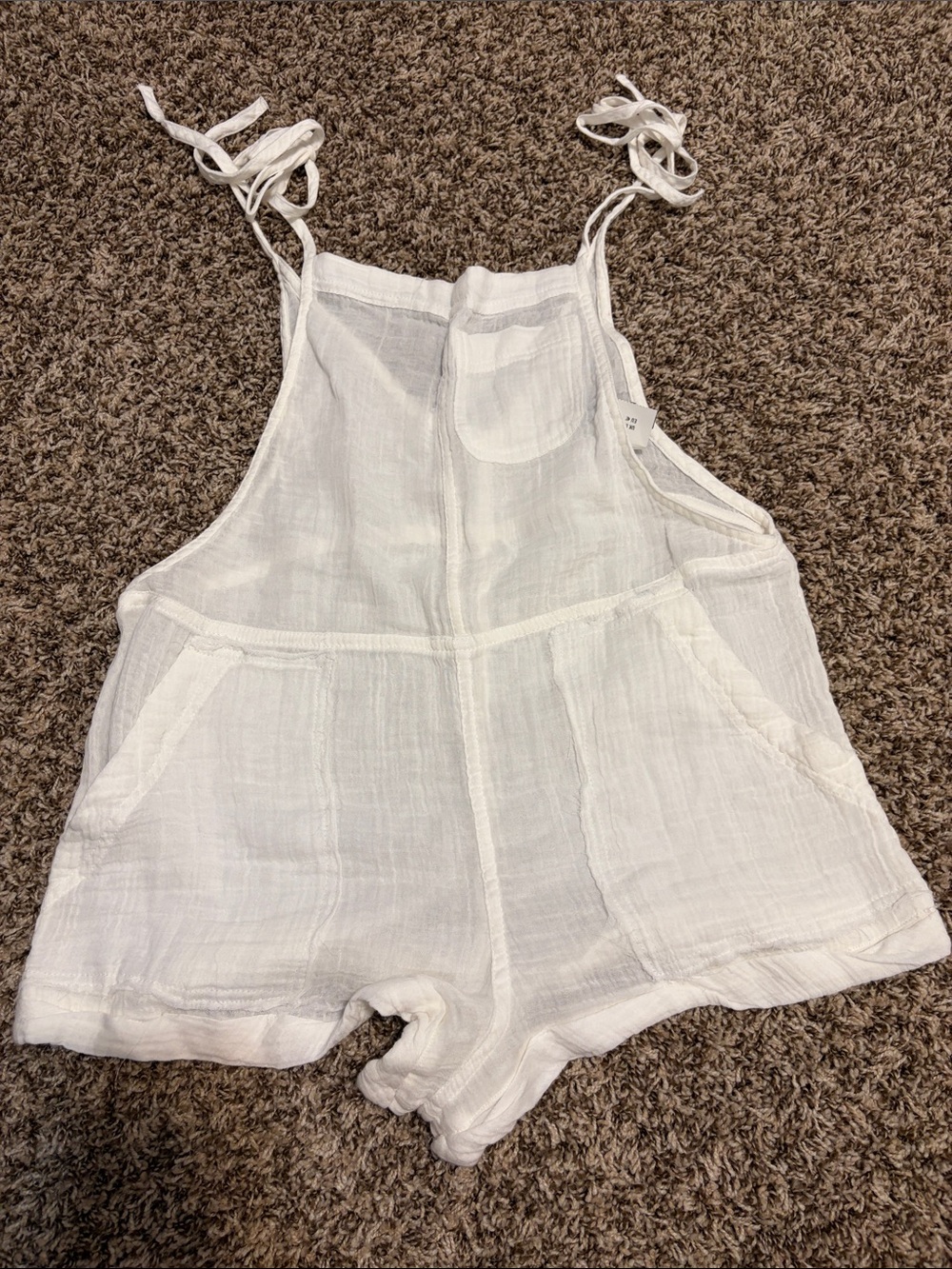 White Tie-Shoulder Cotton Romper - Swimsuit Cover Up